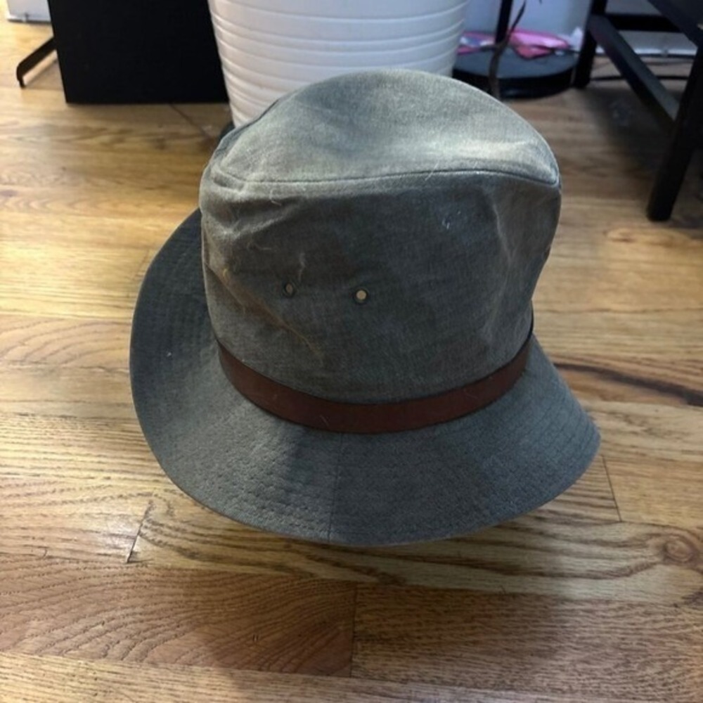 Eddie Bauer Bucket Hat Mens Medium Olive Green Good Vintage Canvas Safari USA